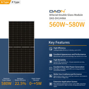 560W~580W N type Bifacial Double Glass Module